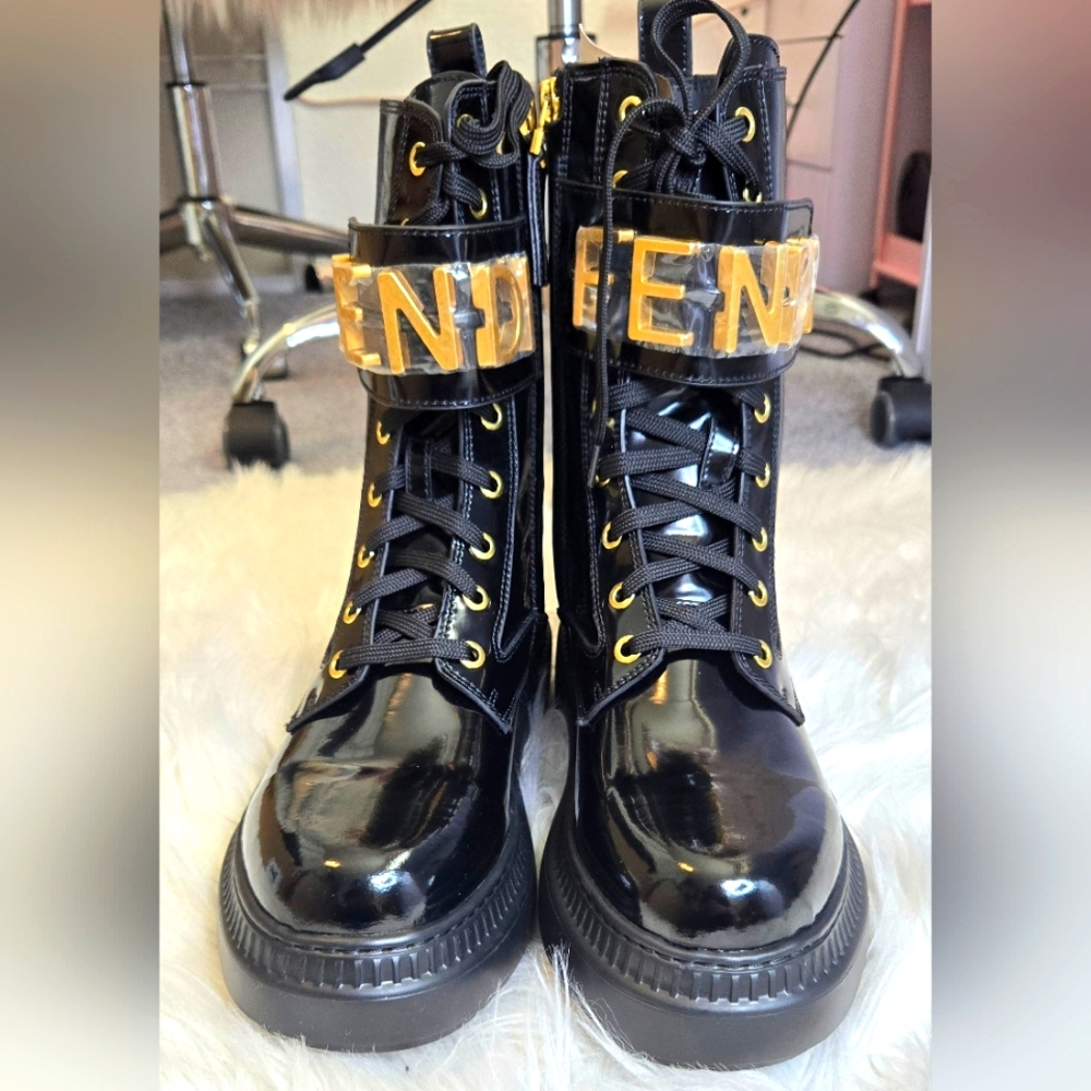 Brand NEW Womens Fendi Combat Biker Boots